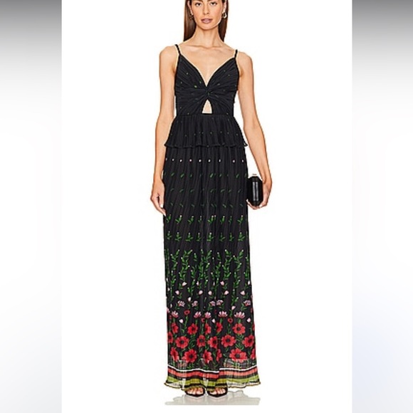 Sabina Musayev Poppy Dipped Pleated Maxi Dress - Picture 3 of 11